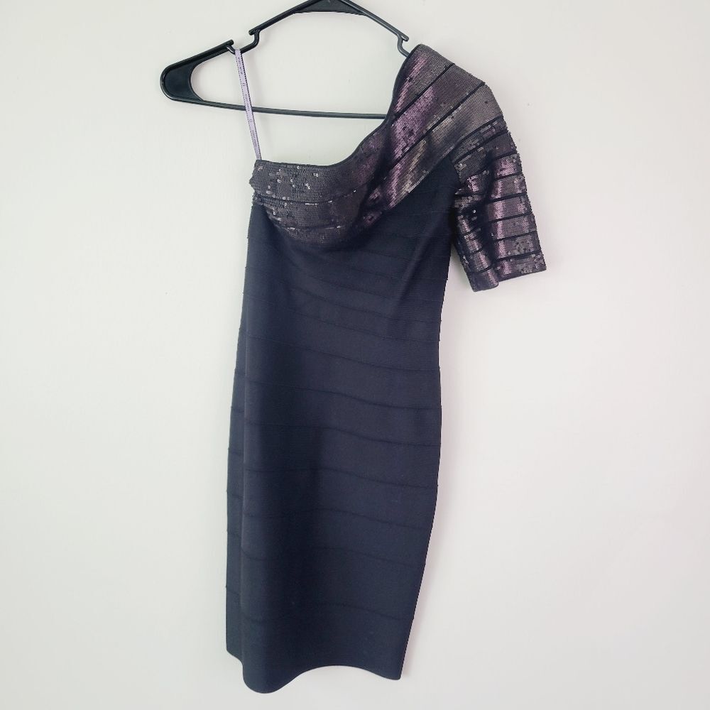 Herve Legar Black one should sequin bodycon dress size XS